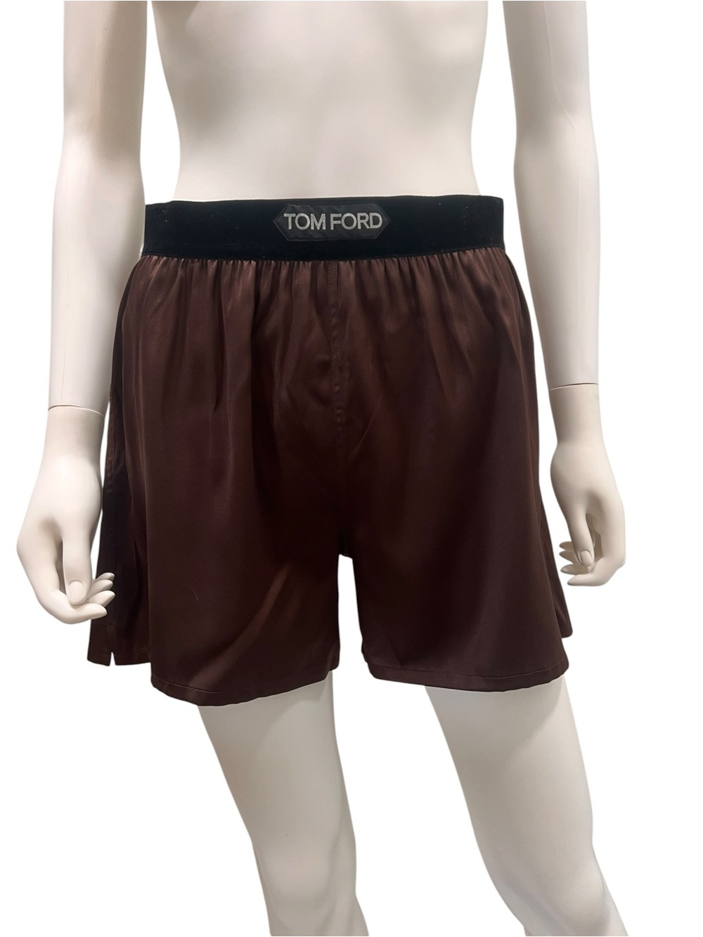 NWT- Tom Ford Brown Silk Logo Waistband Shorts. Loungewear. Summer.